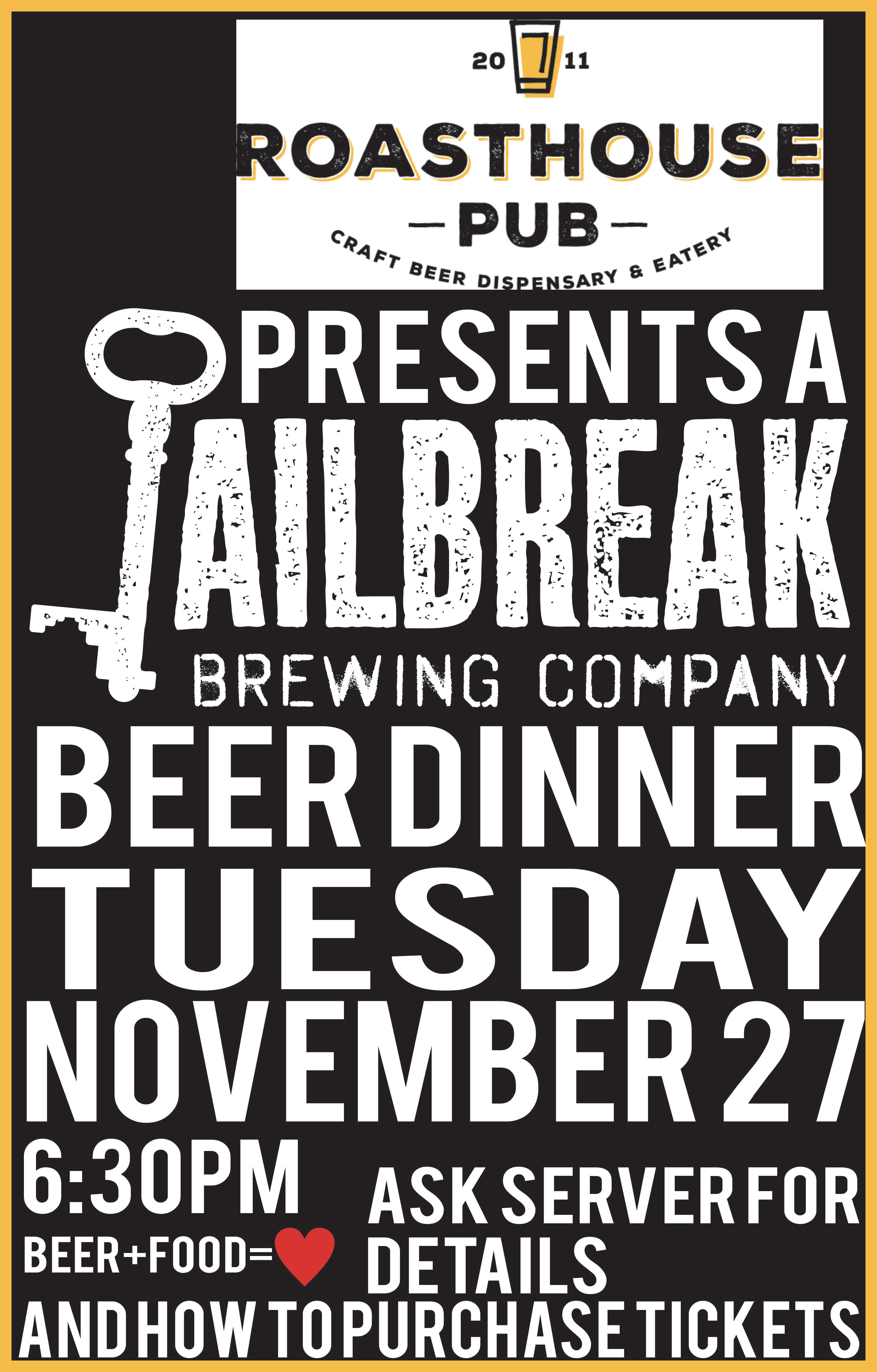 Jailbreak Thanksgiving Beer Dinner Jailbreak Brewing Company